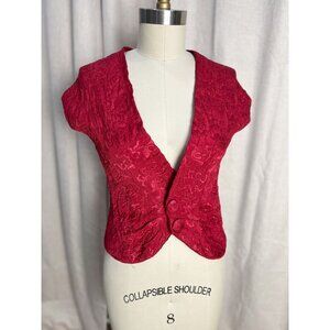 1960s Loredana Bologna Brocade Cropped Vest Top Italy S/M Magenta